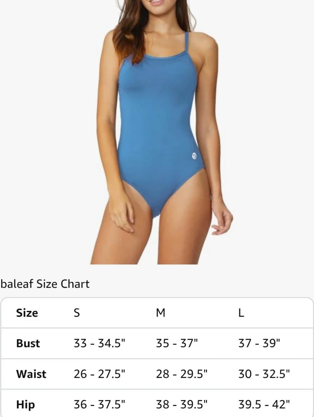 Baleaf Solid Blue One-Piece Swimsuit Size Large